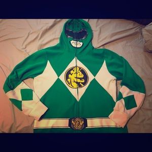 Green Power Rangers Zip Up Hoodie Halloween XL